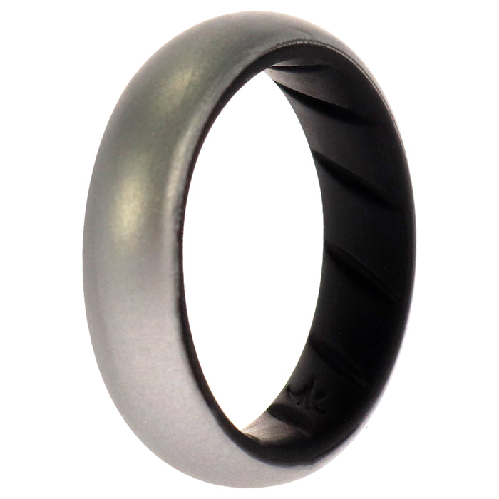 Silicone Wedding BR Solid Ring - Black-Silver by ROQ for Women - 7 mm Ring