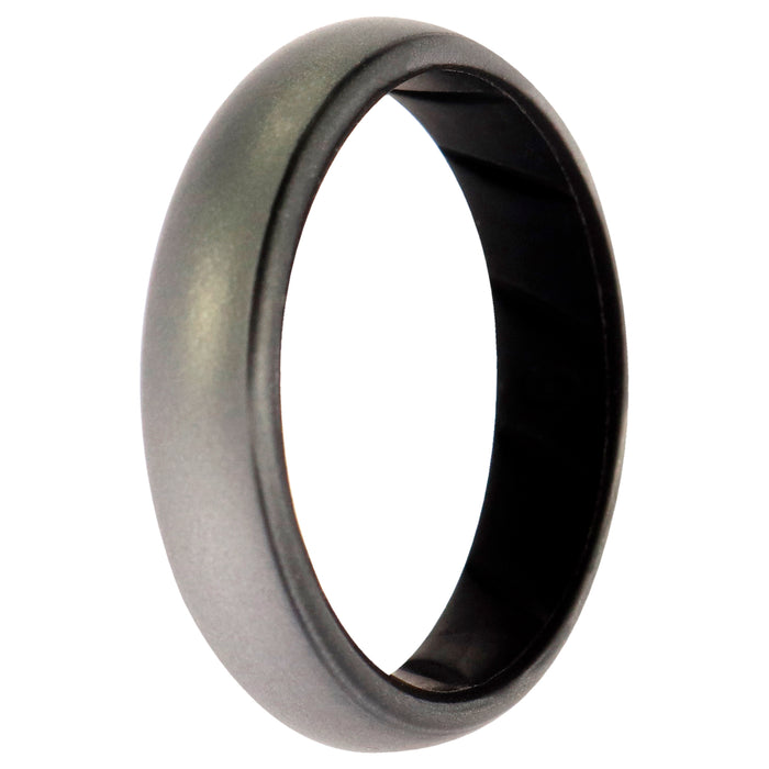 Silicone Wedding BR Solid Ring - Black-Silver by ROQ for Women - 9 mm Ring