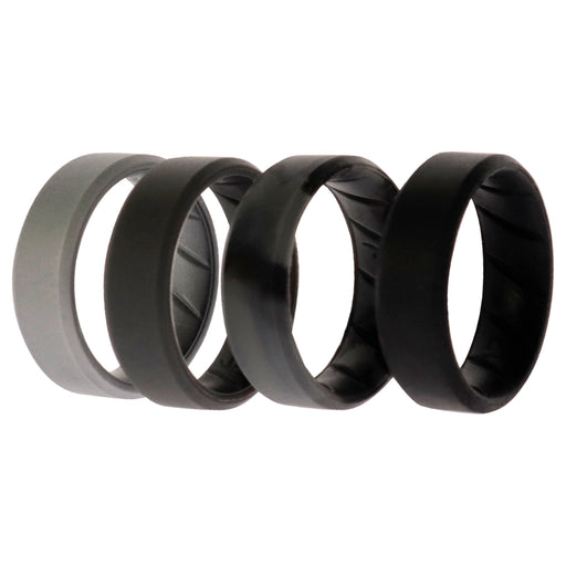 Silicone Wedding BR 8mm Edge Ring Set - Basic-Black-Camo by ROQ for Men - 4 x 12 mm Ring