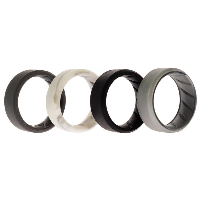Silicone Wedding BR 8mm Edge Ring Set - Basic-Marble by ROQ for Men - 4 x 7 mm Ring
