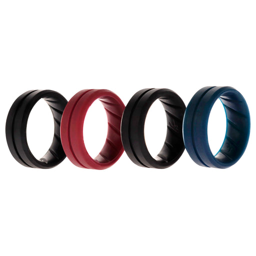 Silicone Wedding BR Middle Line Ring Set - Basic-Bordo by ROQ for Men - 4 x 7 mm Ring