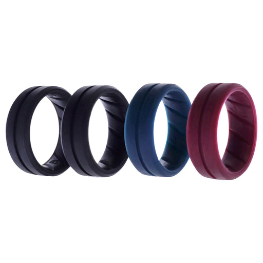 Silicone Wedding BR Middle Line Ring Set - Basic-Bordo by ROQ for Men - 4 x 8 mm Ring