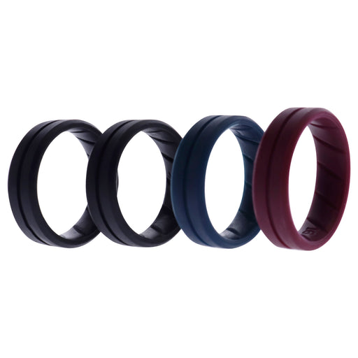 Silicone Wedding BR Middle Line Ring Set - Basic-Bordo by ROQ for Men - 4 x 16 mm Ring