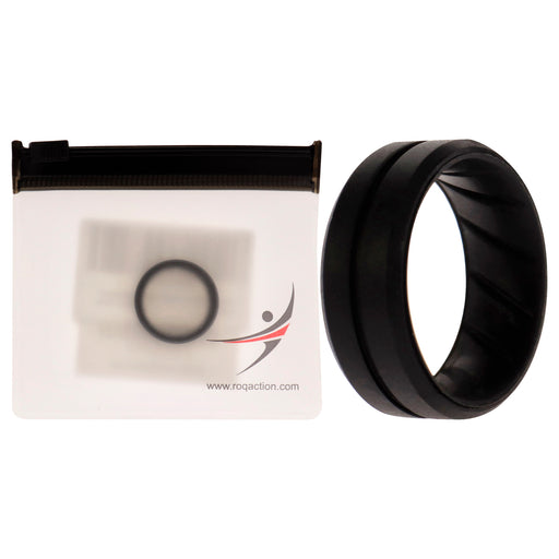 Silicone Wedding BR Middle Line Ring - Basic-Black by ROQ for Men - 7 mm Ring