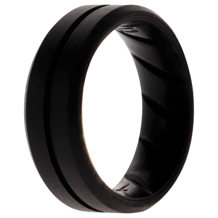 Silicone Wedding BR Middle Line Ring - Basic-Black by ROQ for Men - 11 mm Ring