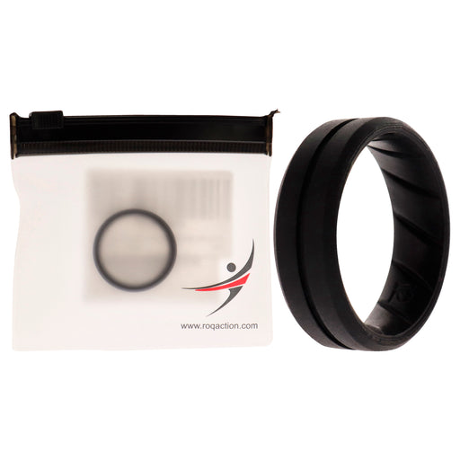 Silicone Wedding BR Middle Line Ring - Basic-Black by ROQ for Men - 12 mm Ring