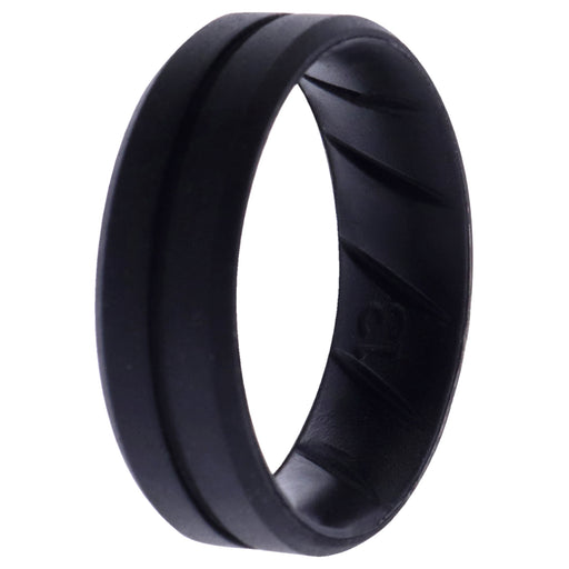 Silicone Wedding BR Middle Line Ring - Basic-Black by ROQ for Men - 13 mm Ring