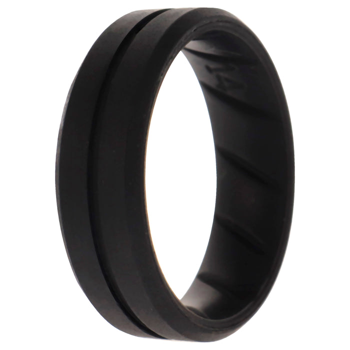 Silicone Wedding BR Middle Line Ring - Basic-Black by ROQ for Men - 14 mm Ring
