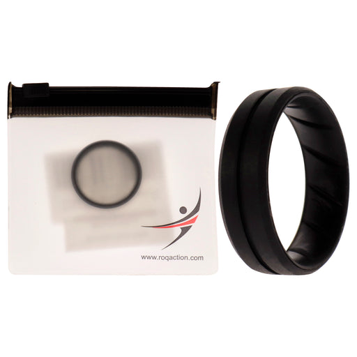 Silicone Wedding BR Middle Line Ring - Basic-Black by ROQ for Men - 15 mm Ring