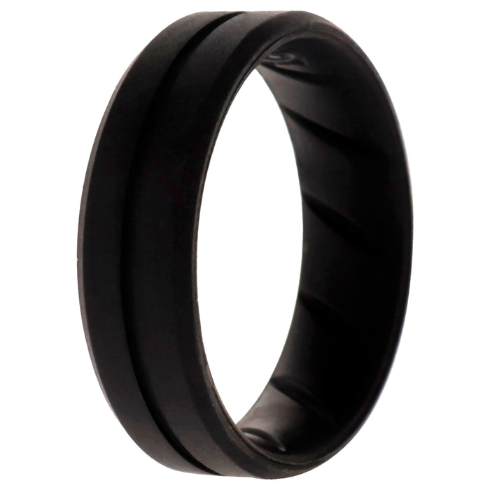 Silicone Wedding BR Middle Line Ring - Basic-Black by ROQ for Men - 16 mm Ring
