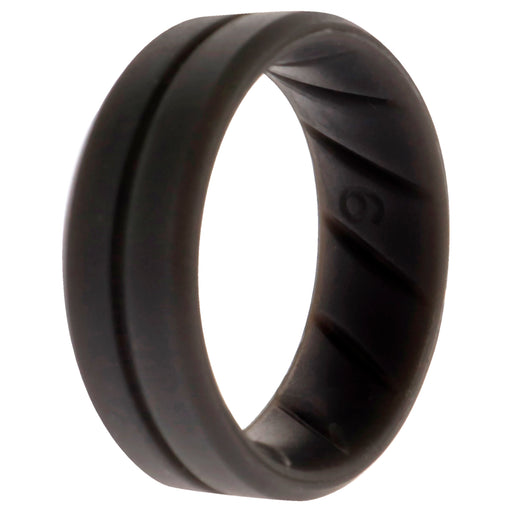Silicone Wedding BR Middle Line Ring - Basic-Grey by ROQ for Men - 9 mm Ring