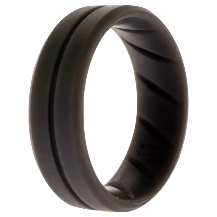 Silicone Wedding BR Middle Line Ring - Basic-Grey by ROQ for Men - 11 mm Ring
