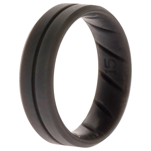 Silicone Wedding BR Middle Line Ring - Basic-Grey by ROQ for Men - 15 mm Ring