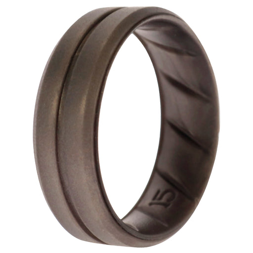 Silicone Wedding BR Middle Line Ring - Basic-Silver by ROQ for Men - 15 mm Ring