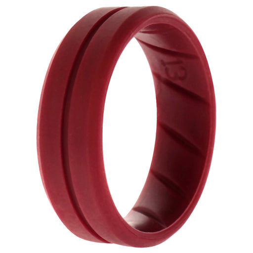 Silicone Wedding BR Middle Line Ring - Basic-Bordo by ROQ for Men - 13 mm Ring