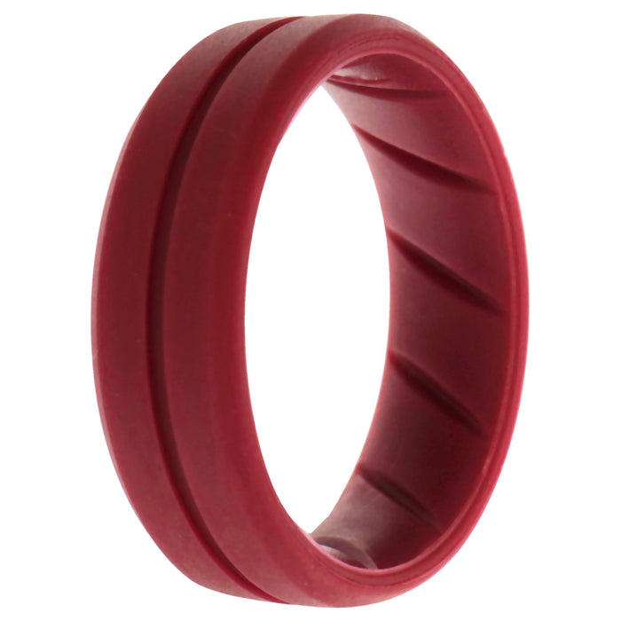 Silicone Wedding BR Middle Line Ring - Basic-Bordo by ROQ for Men - 14 mm Ring