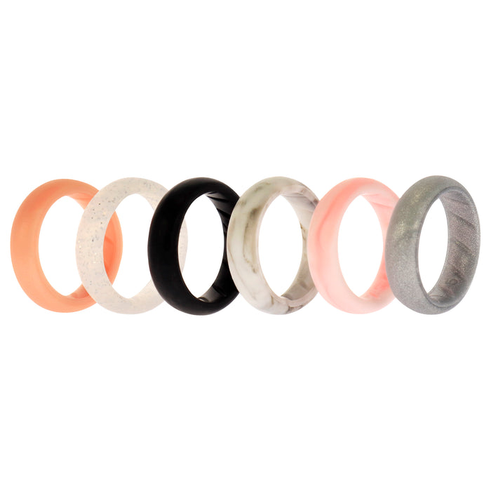Silicone Wedding BR Solid Ring Set - Basic-Marble by ROQ for Women - 6 x 5 mm Ring