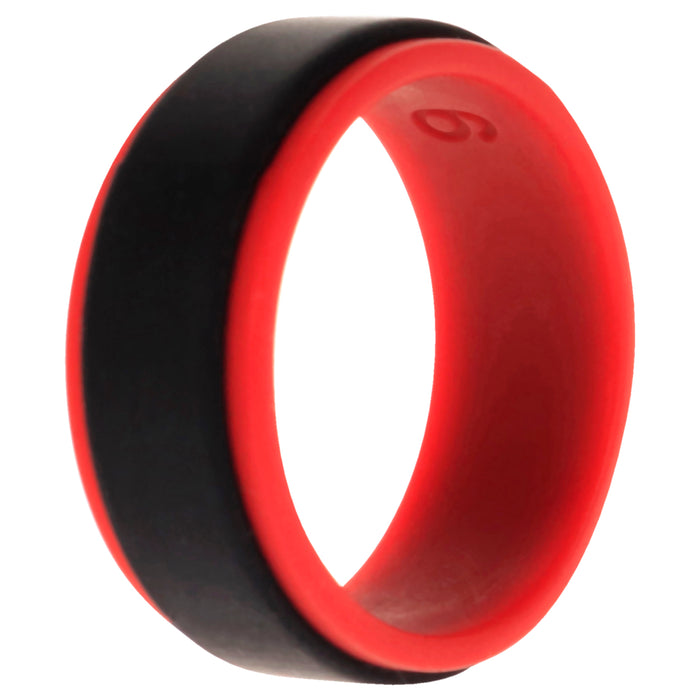 Silicone Wedding 2Layer Step Ring - Red-Black by ROQ for Men - 9 mm Ring