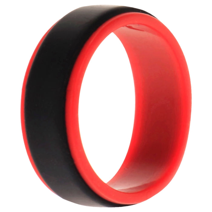 Silicone Wedding 2Layer Step Ring - Red-Black by ROQ for Men - 10 mm Ring