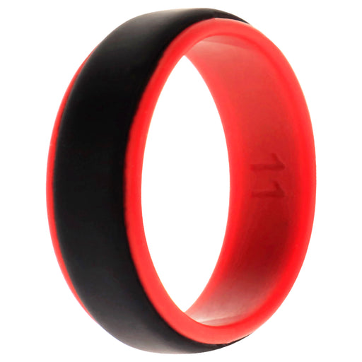 Silicone Wedding 2Layer Step Ring - Red-Black by ROQ for Men - 11 mm Ring