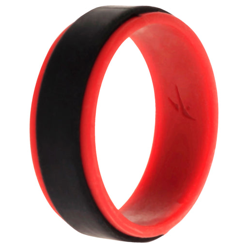 Silicone Wedding 2Layer Step Ring - Red-Black by ROQ for Men - 12 mm Ring