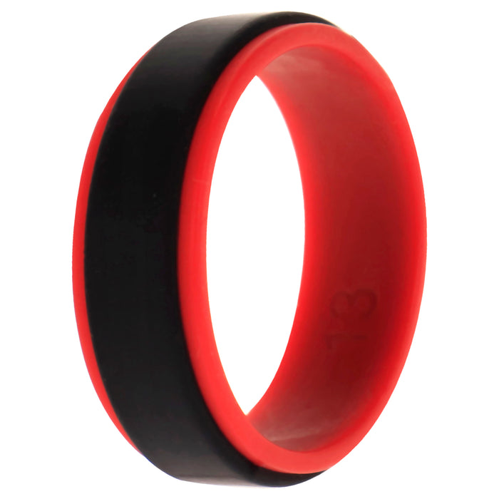 Silicone Wedding 2Layer Step Ring - Red-Black by ROQ for Men - 13 mm Ring