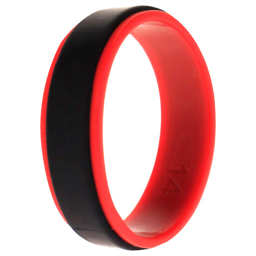 Silicone Wedding 2Layer Step Ring - Red-Black by ROQ for Men - 14 mm Ring