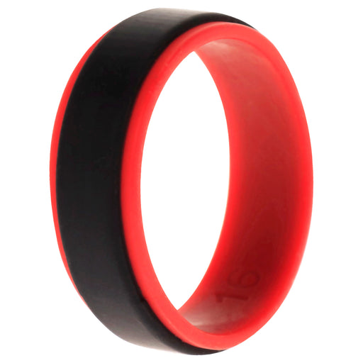 Silicone Wedding 2Layer Step Ring - Red-Black by ROQ for Men - 16 mm Ring