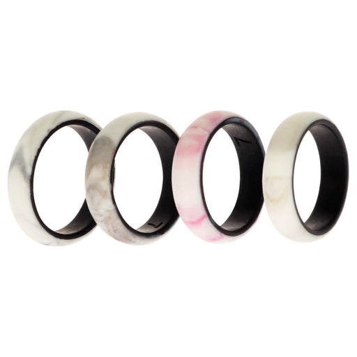 Silicone Wedding 2Layer Ring Set - Bordo-Marble by ROQ for Women - 4 x 7 mm Ring