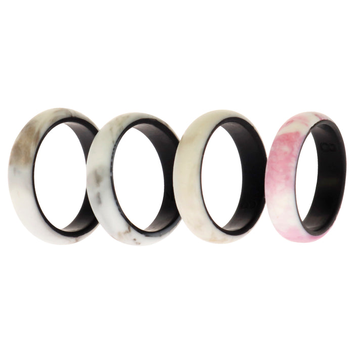Silicone Wedding 2Layer Ring Set - Bordo-Marble by ROQ for Women - 4 x 8 mm Ring