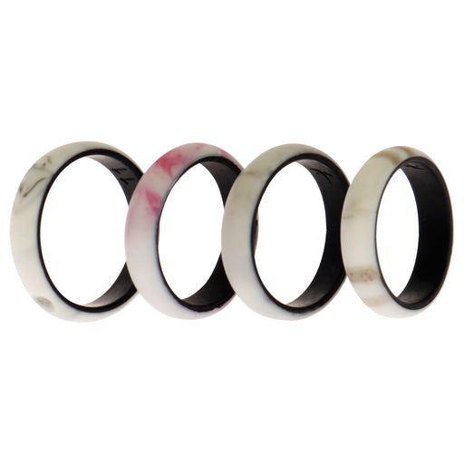 Silicone Wedding 2Layer Ring Set - Bordo-Marble by ROQ for Women - 4 x 11 mm Ring