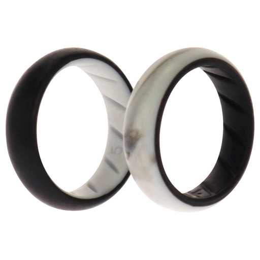 Silicone Wedding BR Solid Ring Set - Black-Marble by ROQ for Women - 2 x 5 mm Ring