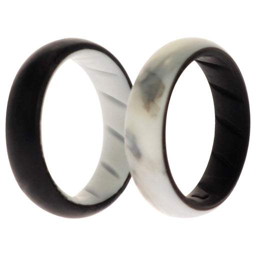 Silicone Wedding BR Solid Ring Set - Black-Marble by ROQ for Women - 2 x 7 mm Ring