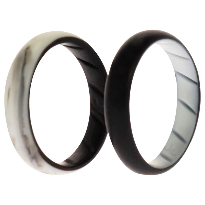 Silicone Wedding BR Solid Ring Set - Black-Marble by ROQ for Women - 2 x 10 mm Ring