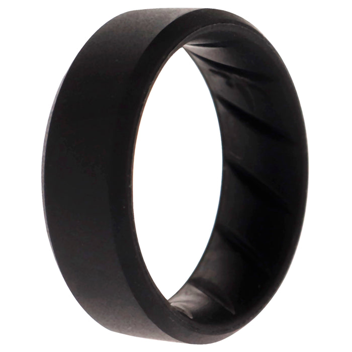Silicone Wedding BR 8mm Edge Ring - Basic-Black by ROQ for Men - 10 mm Ring
