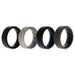 Silicone Wedding BR 8mm Edge Ring Set - Basic-Black-BlueC by ROQ for Men - 4 x 8 mm Ring