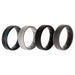 Silicone Wedding BR 8mm Edge Ring Set - Basic-Black-BlueC by ROQ for Men - 4 x 16 mm Ring