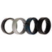 Silicone Wedding BR 8mm Edge Ring Set - Black-Blue-Camo by ROQ for Men - 4 x 7 mm Ring