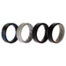 Silicone Wedding BR 8mm Edge Ring Set - Black-Blue-Camo by ROQ for Men - 4 x 10 mm Ring