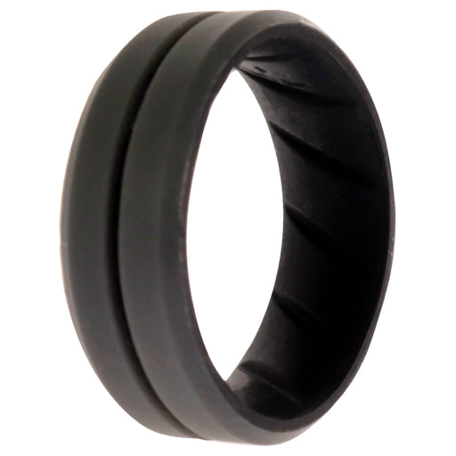 Silicone Wedding BR Middle Line Ring - Black-Grey by ROQ for Men - 10 mm Ring