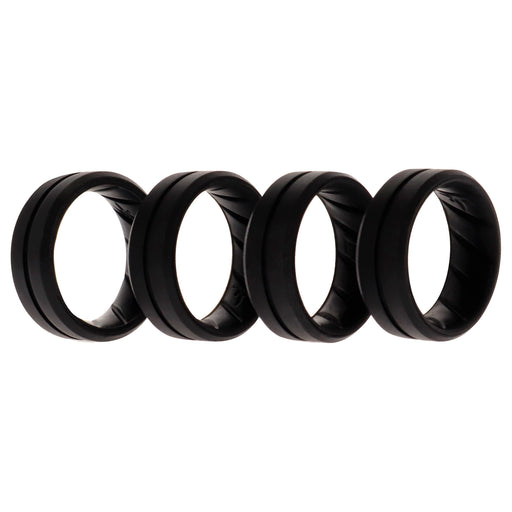 Silicone Wedding BR Middle Line Ring Set - Basic-Black by ROQ for Men - 4 x 7 mm Ring