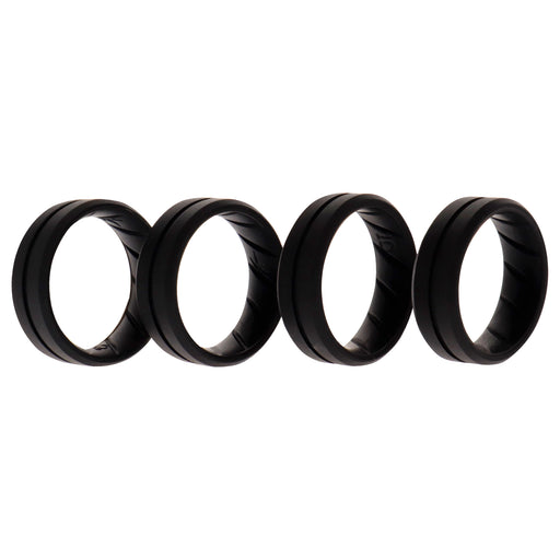 Silicone Wedding BR Middle Line Ring Set - Basic-Black by ROQ for Men - 4 x 10 mm Ring