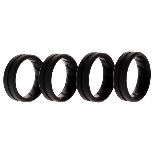 Silicone Wedding BR Middle Line Ring Set - Basic-Black by ROQ for Men - 4 x 11 mm Ring