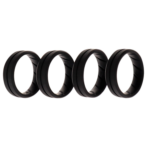 Silicone Wedding BR Middle Line Ring Set - Basic-Black by ROQ for Men - 4 x 15 mm Ring