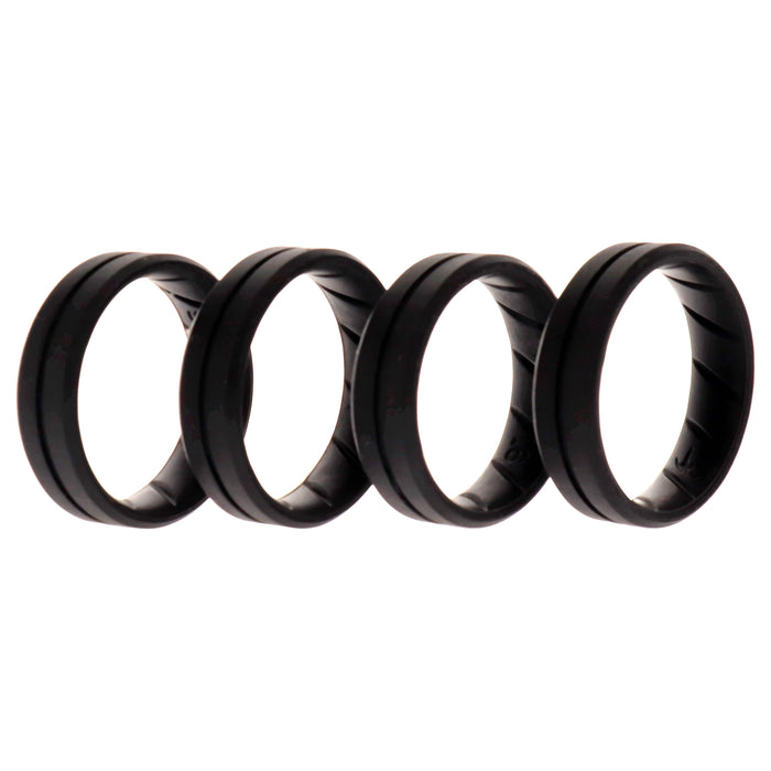 Silicone Wedding BR Middle Line Ring Set - Basic-Black by ROQ for Men - 4 x 16 mm Ring