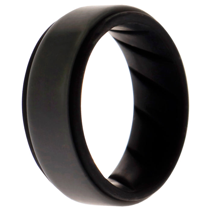 Silicone Wedding BR Step Ring - Black-Grey by ROQ for Men - 7 mm Ring