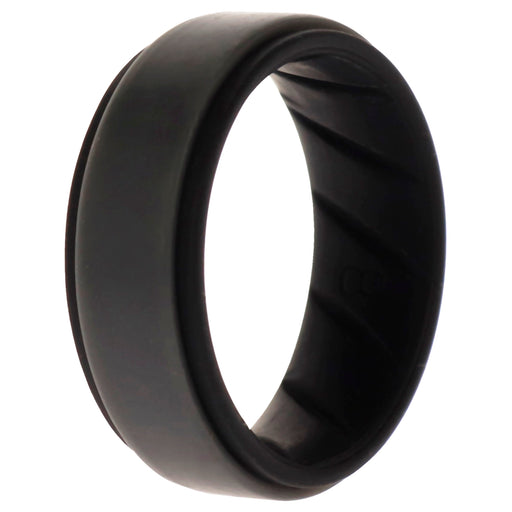 Silicone Wedding BR Step Ring - Black-Grey by ROQ for Men - 8 mm Ring