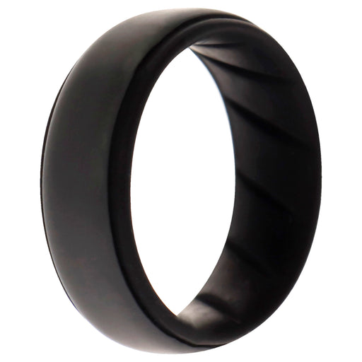 Silicone Wedding BR Step Ring - Black-Grey by ROQ for Men - 9 mm Ring