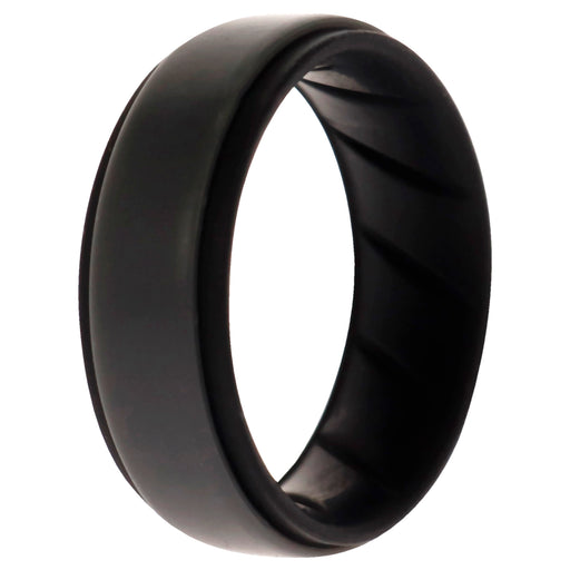 Silicone Wedding BR Step Ring - Black-Grey by ROQ for Men - 11 mm Ring