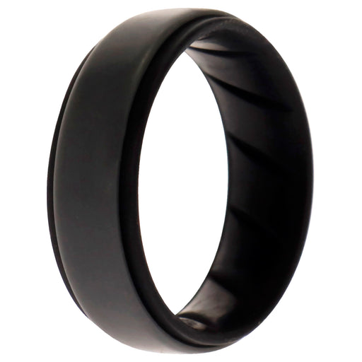 Silicone Wedding BR Step Ring - Black-Grey by ROQ for Men - 12 mm Ring